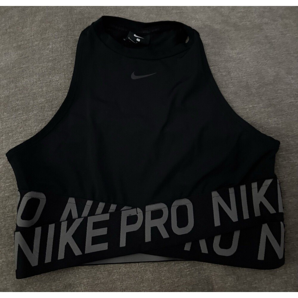 Nike Pro Wireless High Neck Logo Sports Bra Size Small